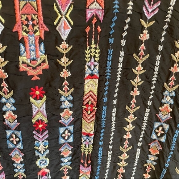 Johnny Was Embroidered Georgette Poncho with Side Slits - Picture 7 of 11